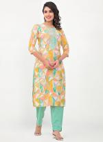 Modal Sea Green Party Wear Printed Readymade Kurti With Pant And Dupatta